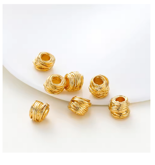 10/30/50Pcs/Pack 14K/18K Gold Plated Brass Weaving Ball Spacer Beads For DIY Bracelet Necklace Jewelry Making Accessories