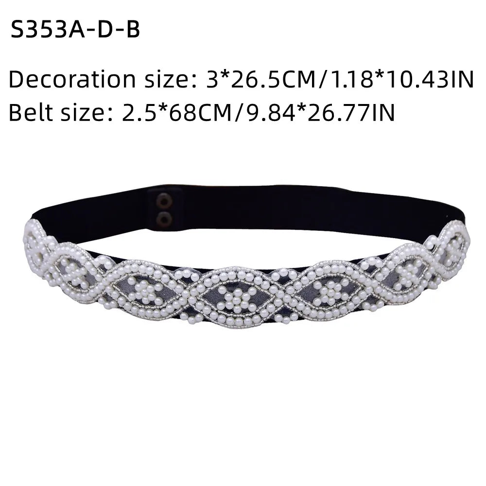 TOPQUEEN Ladies Fashion Elastic Belt Women Accessories Luxury Pearl Dress Sash Daily Party Female Gown Girdle Handmade S353A-D
