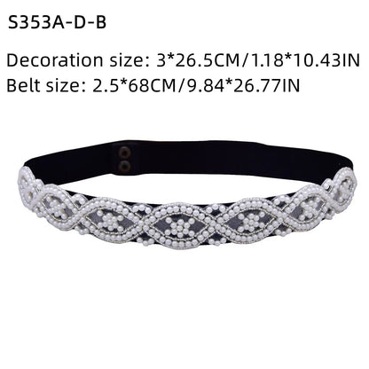 TOPQUEEN Ladies Fashion Elastic Belt Women Accessories Luxury Pearl Dress Sash Daily Party Female Gown Girdle Handmade S353A-D
