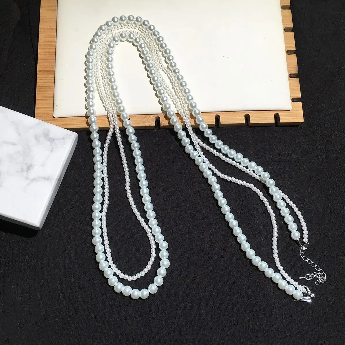 Luxury Double-layered Pearl Necklace Free Shipping 2025 Pearl Necklace for Women Fashionable Long Chain Dress Accessory