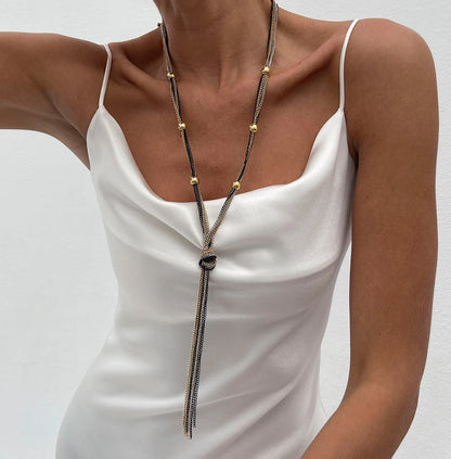 SHIXIN Elegant Knot Long Tassel Pendant Necklace for Women Sexy Gold Color Multilayer Necklace Sweater Chain Dress Neck Jewelry