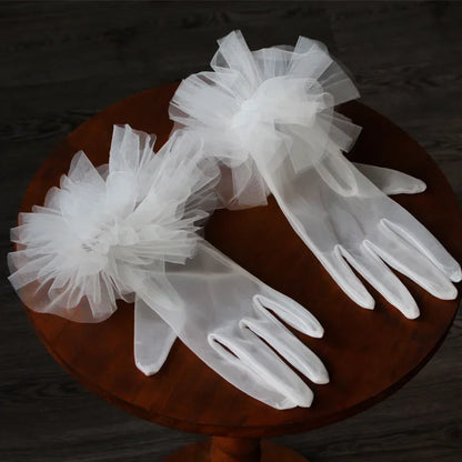 Long Bridal Gloves Vintage Flower Pearls Wristband Wedding Glove For Women Girl Party Evening Dress Jewelry Bride Accessories