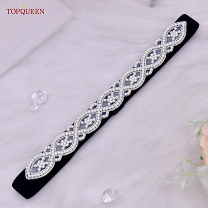 TOPQUEEN Ladies Fashion Elastic Belt Women Accessories Luxury Pearl Dress Sash Daily Party Female Gown Girdle Handmade S353A-D