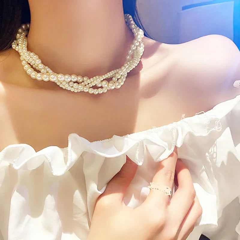 Luxury Double-layered Pearl Necklace Free Shipping 2025 Pearl Necklace for Women Fashionable Long Chain Dress Accessory