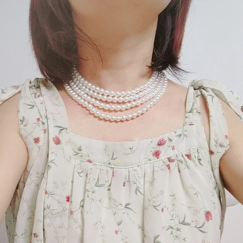 Luxury Double-layered Pearl Necklace Free Shipping 2025 Pearl Necklace for Women Fashionable Long Chain Dress Accessory