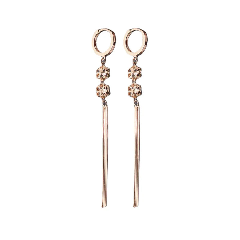 585 purple gold 14K rose gold flower soft chain tassel earrings for women classic light luxury wedding jewelry dress accessories