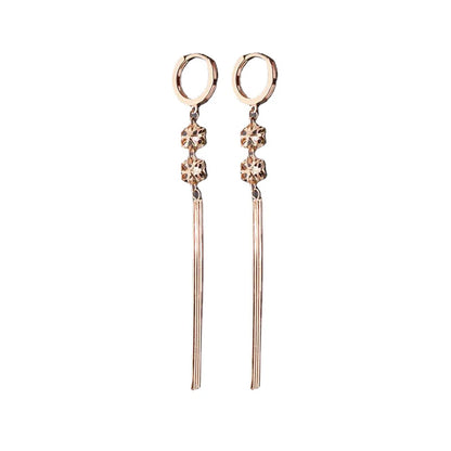 585 purple gold 14K rose gold flower soft chain tassel earrings for women classic light luxury wedding jewelry dress accessories