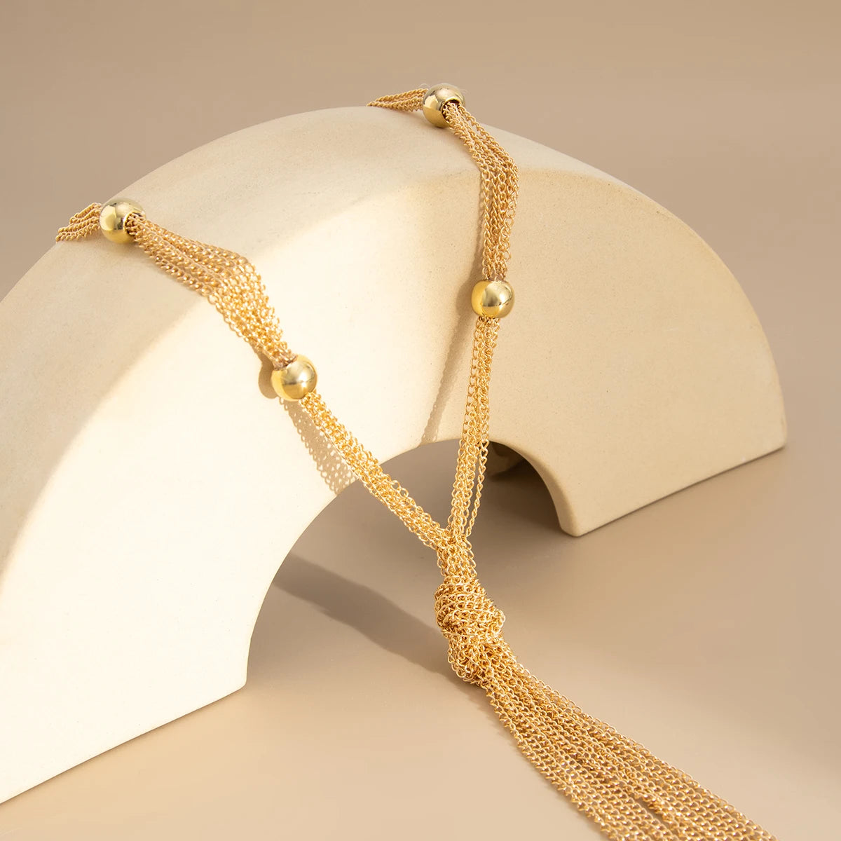 SHIXIN Elegant Knot Long Tassel Pendant Necklace for Women Sexy Gold Color Multilayer Necklace Sweater Chain Dress Neck Jewelry