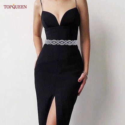 TOPQUEEN Ladies Fashion Elastic Belt Women Accessories Luxury Pearl Dress Sash Daily Party Female Gown Girdle Handmade S353A-D