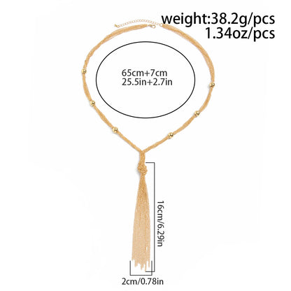 SHIXIN Elegant Knot Long Tassel Pendant Necklace for Women Sexy Gold Color Multilayer Necklace Sweater Chain Dress Neck Jewelry