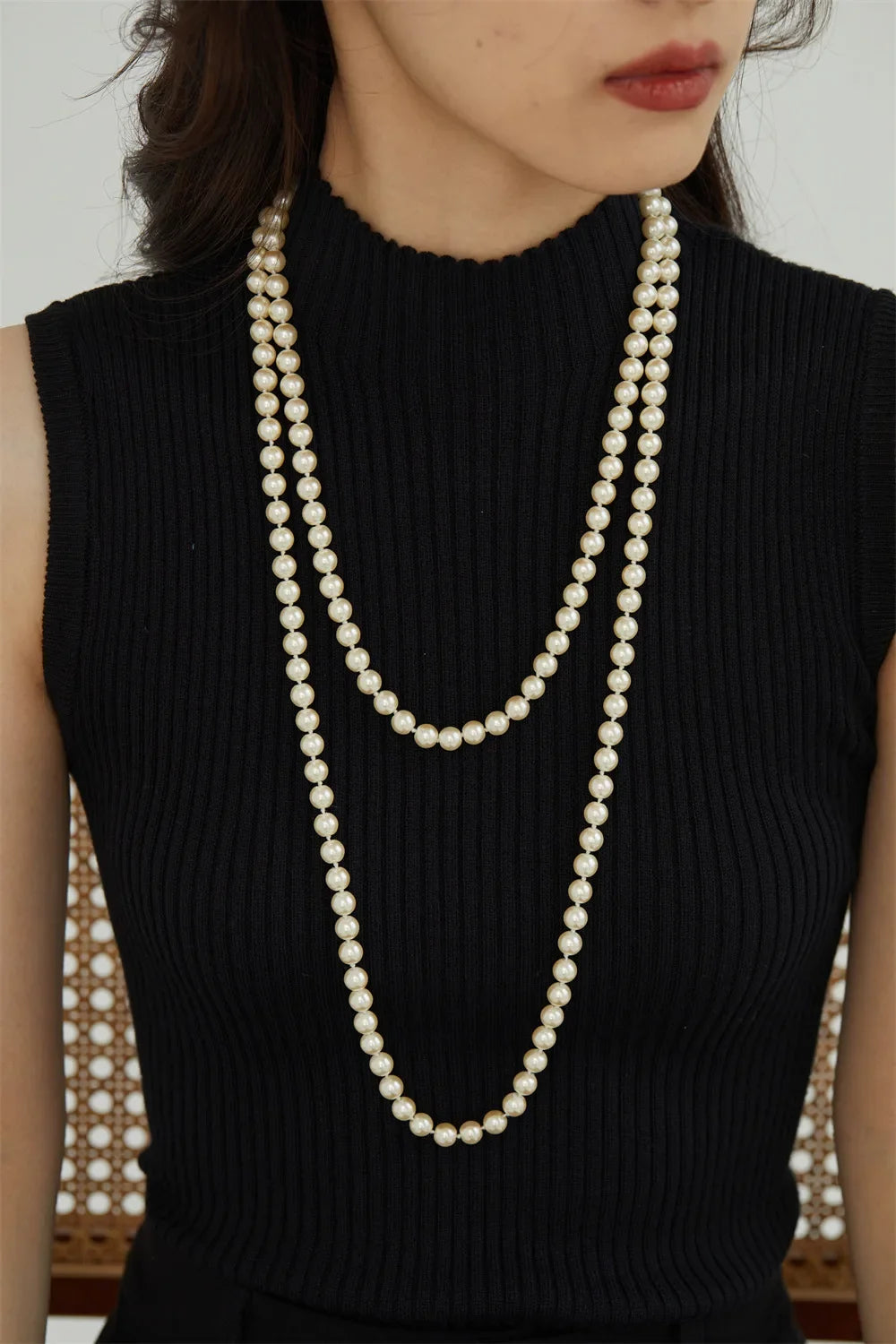 Luxury Double-layered Pearl Necklace Free Shipping 2025 Pearl Necklace for Women Fashionable Long Chain Dress Accessory